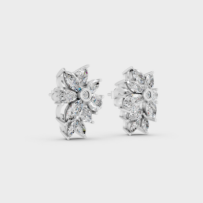 Platinum Multi Shape Diamond Earrings For Timeless Sophistication