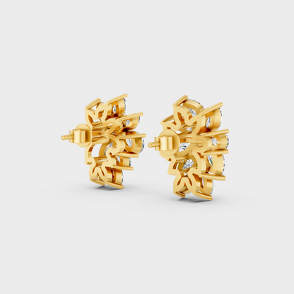 Elegant Multi Shape Diamond Earrings In Yellow Gold