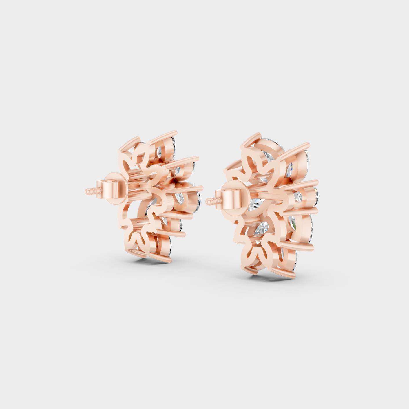 Pear Marquise Round Lab Diamond Earrings In Rose Gold Brilliant Sparkle