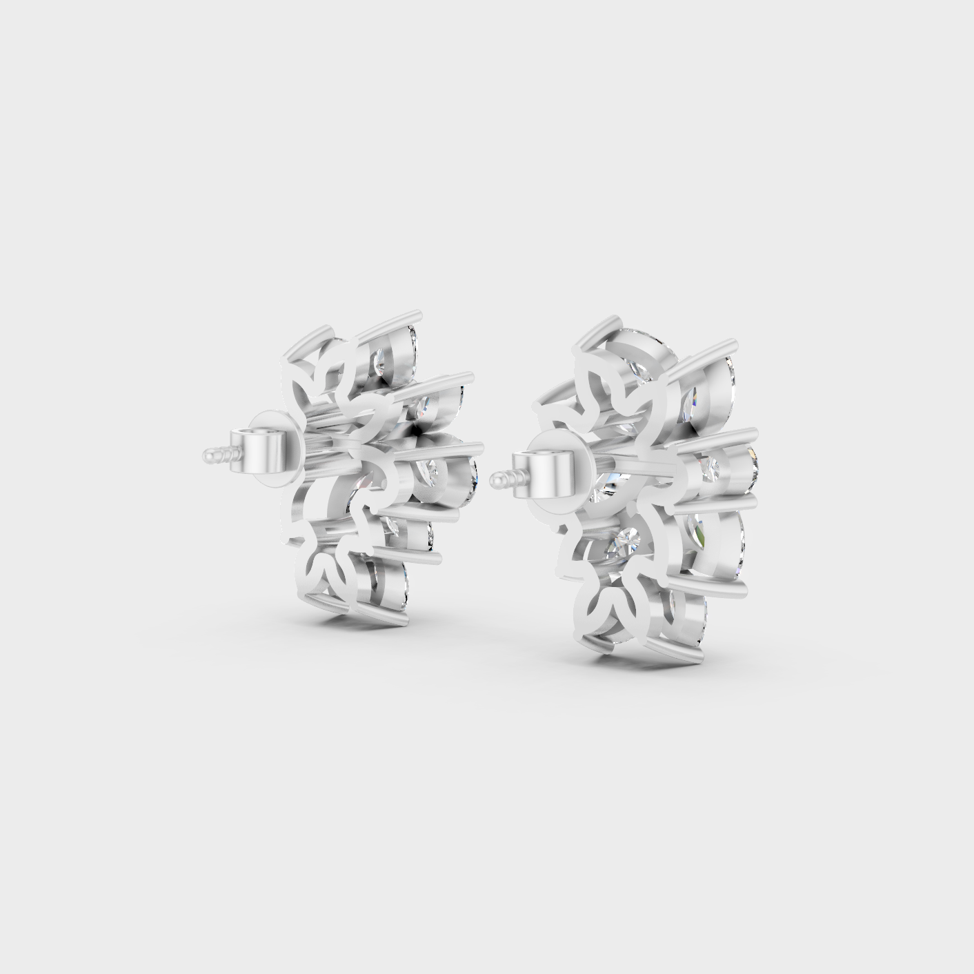 Premium Platinum Multi Shape Diamond Earrings Fine Jewelry