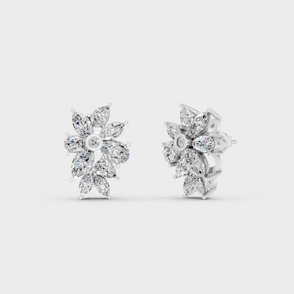 White Gold Pear Marquise Round Diamond Earrings IGI Certified Jewelry