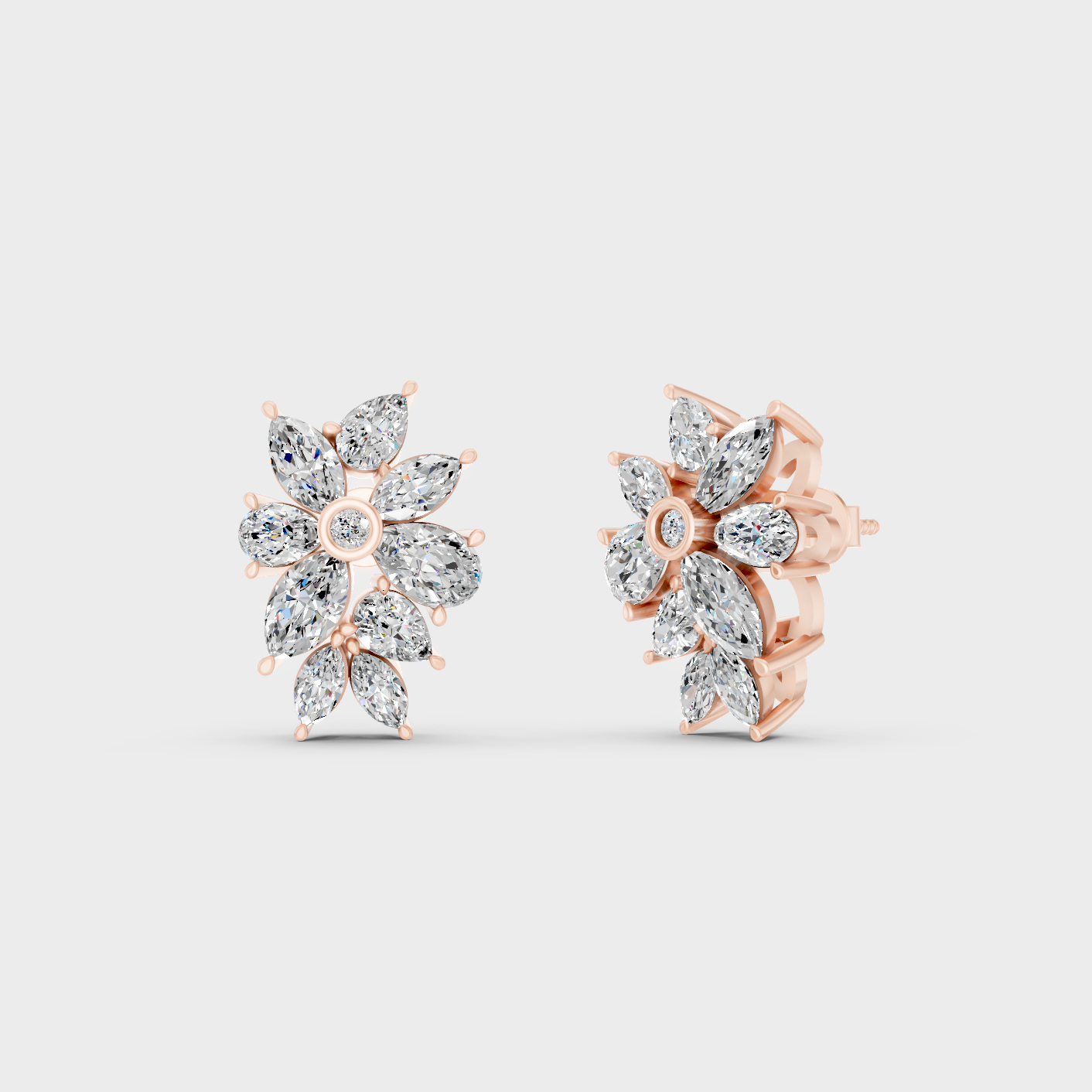 Ethical Lab Grown Multi Shape Earrings In Rose Gold