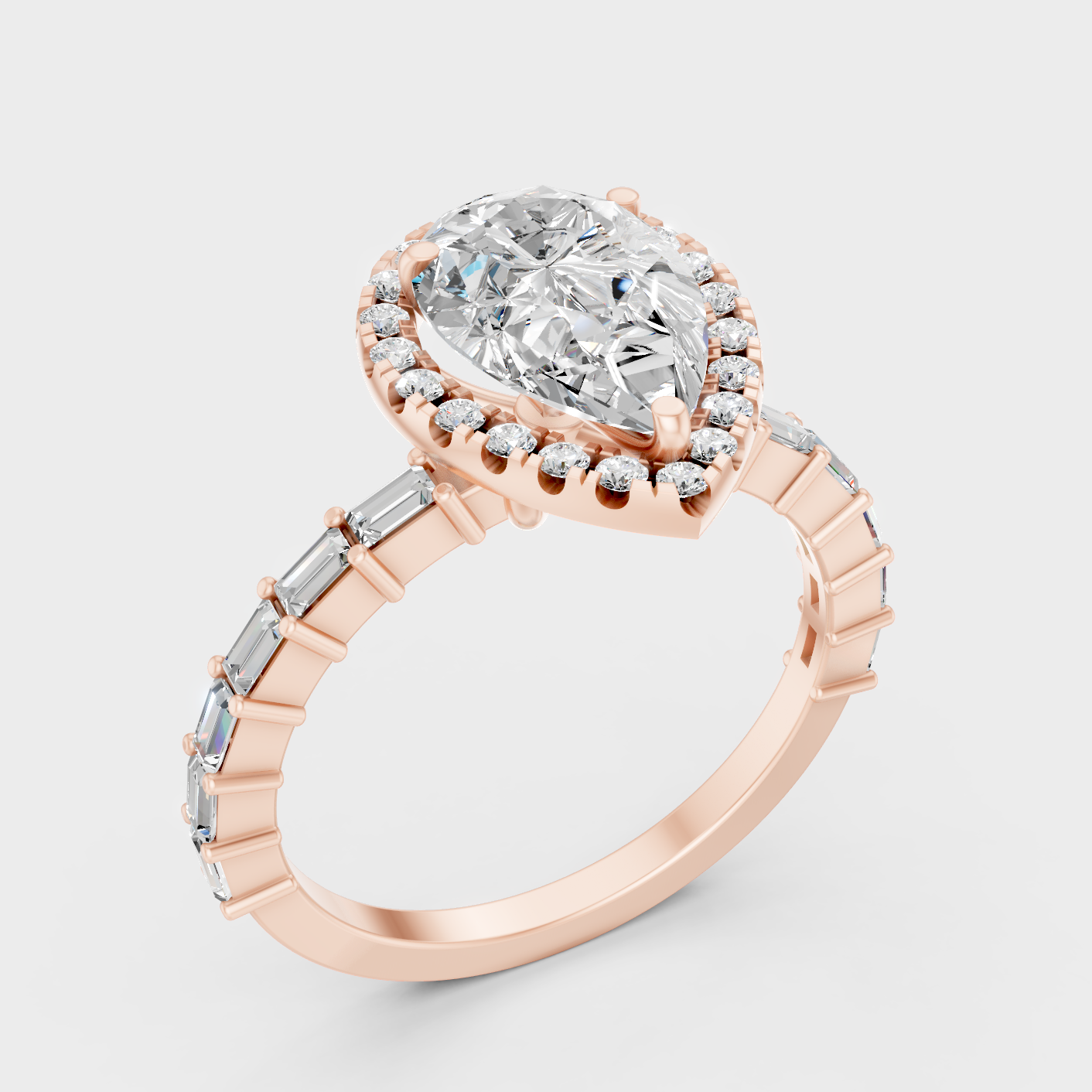 Ethical Lab Grown Multi Shape Halo Ring In Rose Gold