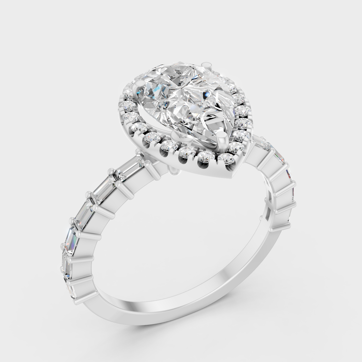 Platinum Multi Shape Halo Diamond Ring For Timeless Sophistication