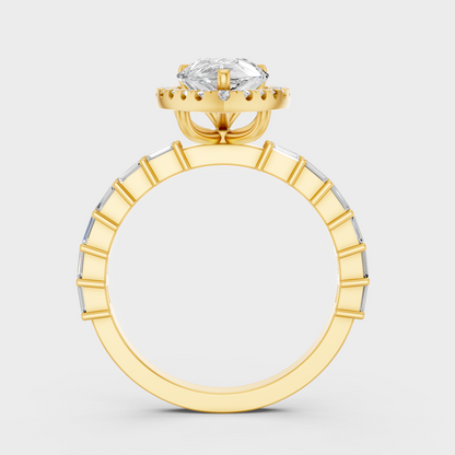 Yellow Gold Multi Shape Halo Ring For Proposal And Anniversary