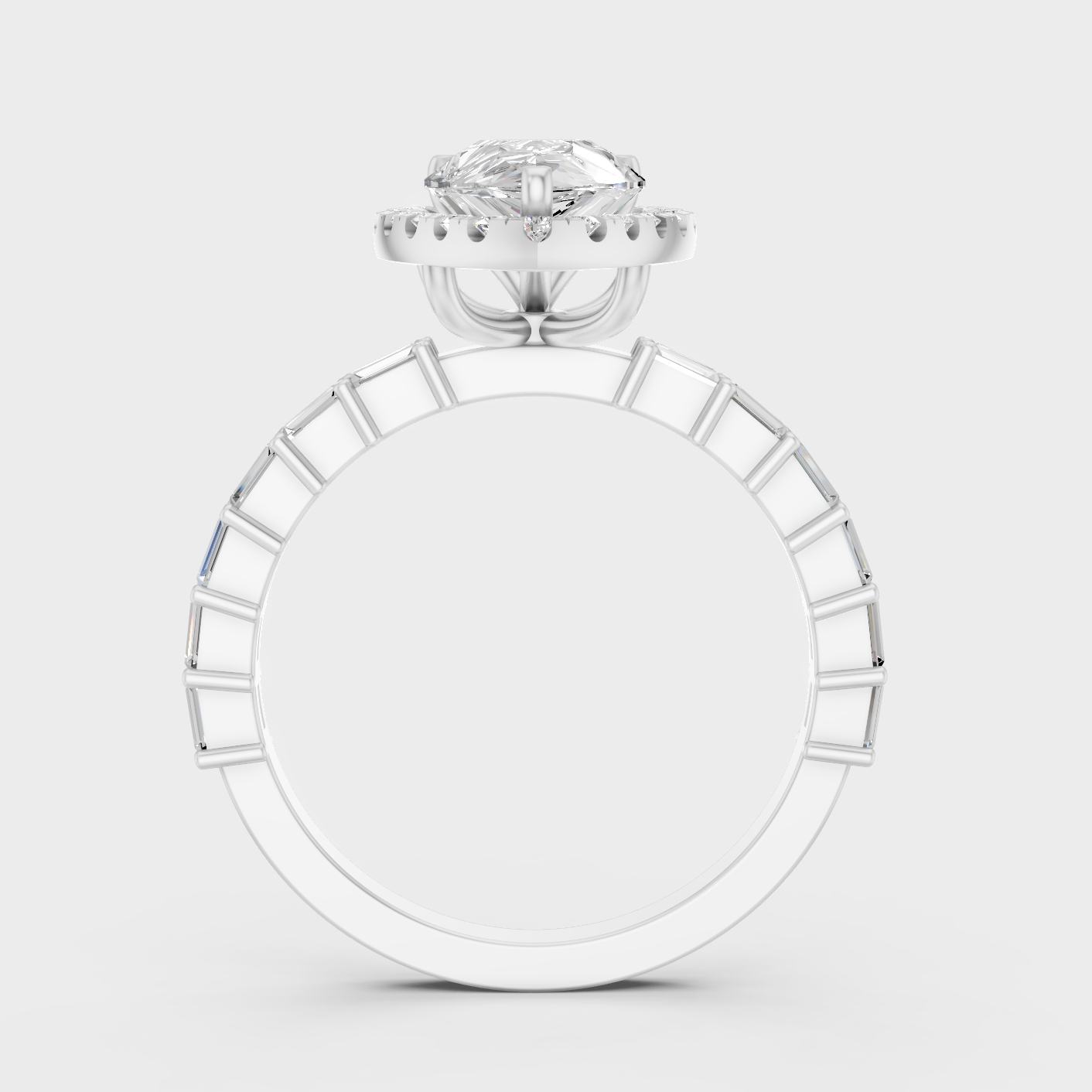White Gold Multi Shape Halo Diamond Ring For Women