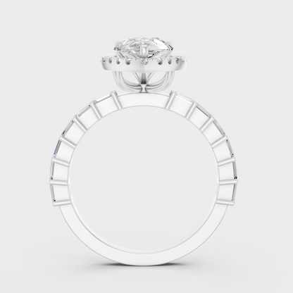 White Gold Multi Shape Halo Diamond Ring For Women