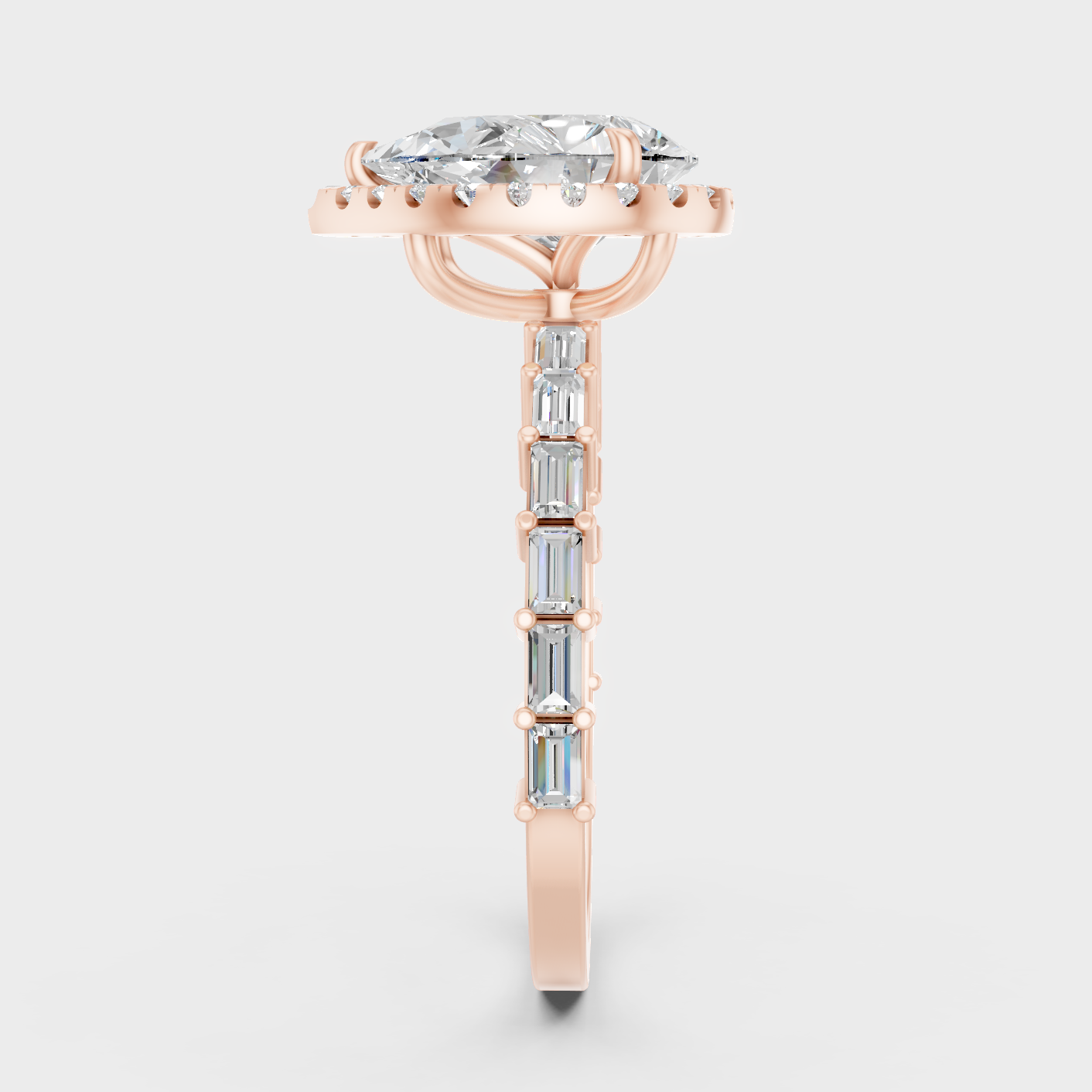 Rose Gold Luxury Multi Shape Halo Diamond Ring Elegant Style