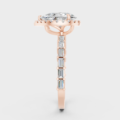 Rose Gold Luxury Multi Shape Halo Diamond Ring Elegant Style