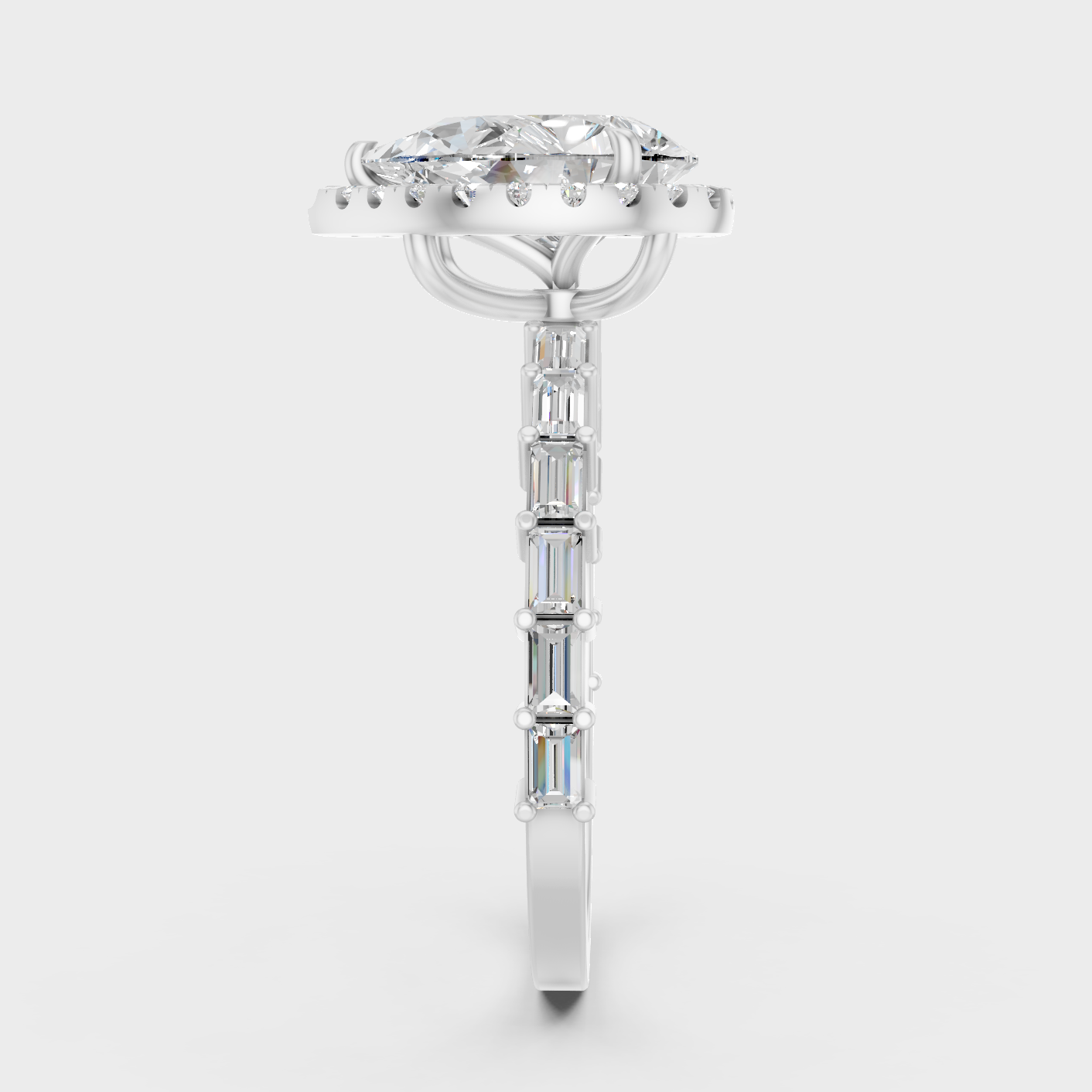 Premium Platinum Multi Shape Diamond Halo Ring Fine Jewelry