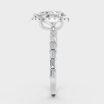Premium Platinum Multi Shape Diamond Halo Ring Fine Jewelry