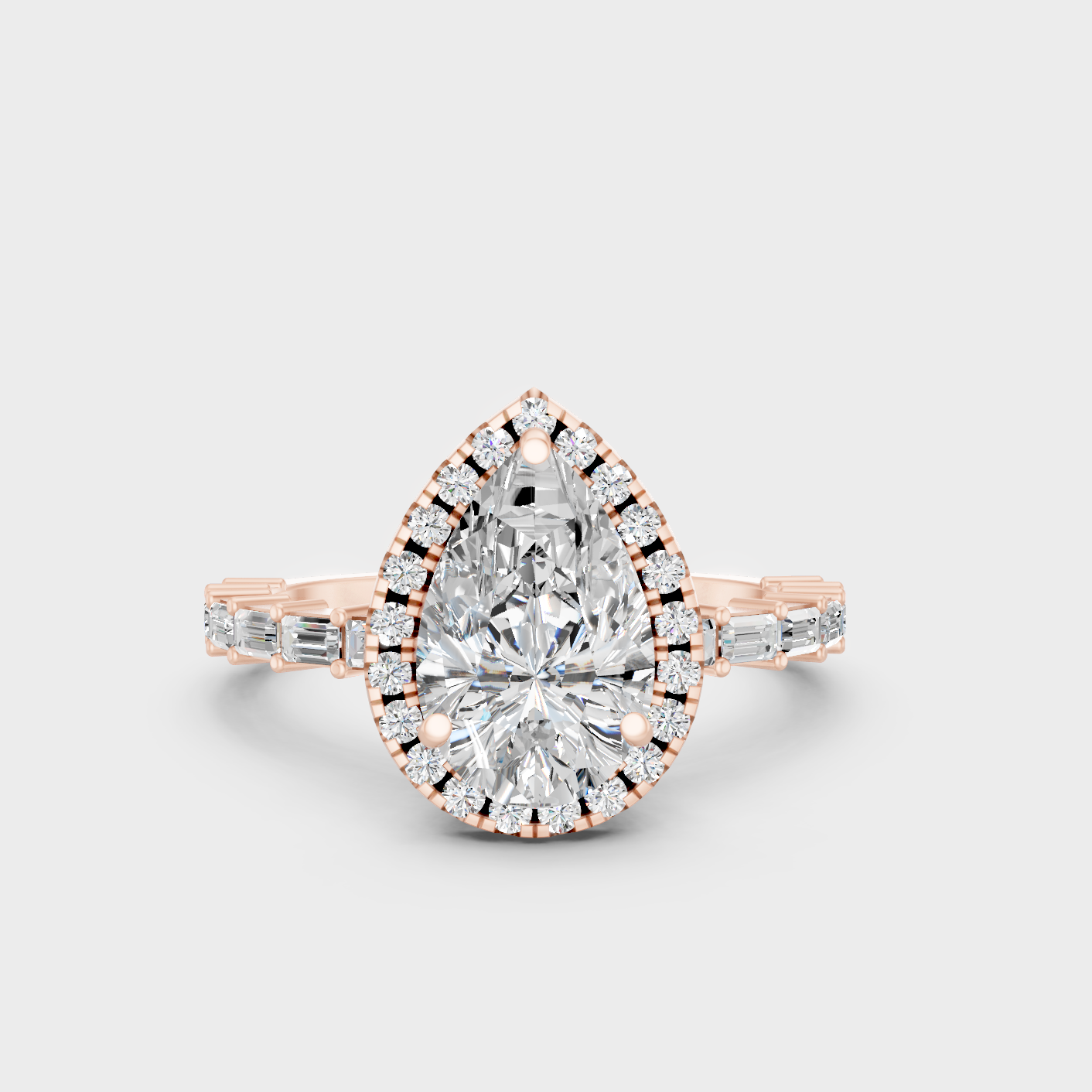 Contemporary Multi Shape Lab Diamond Halo Ring In Rose Gold