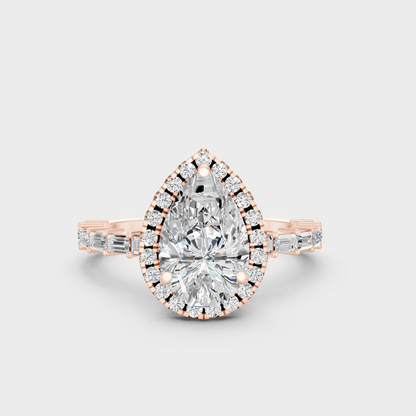Contemporary Multi Shape Lab Diamond Halo Ring In Rose Gold