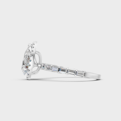 White Gold Certified Multi Shape Diamond Halo Ring Fine Jewelry
