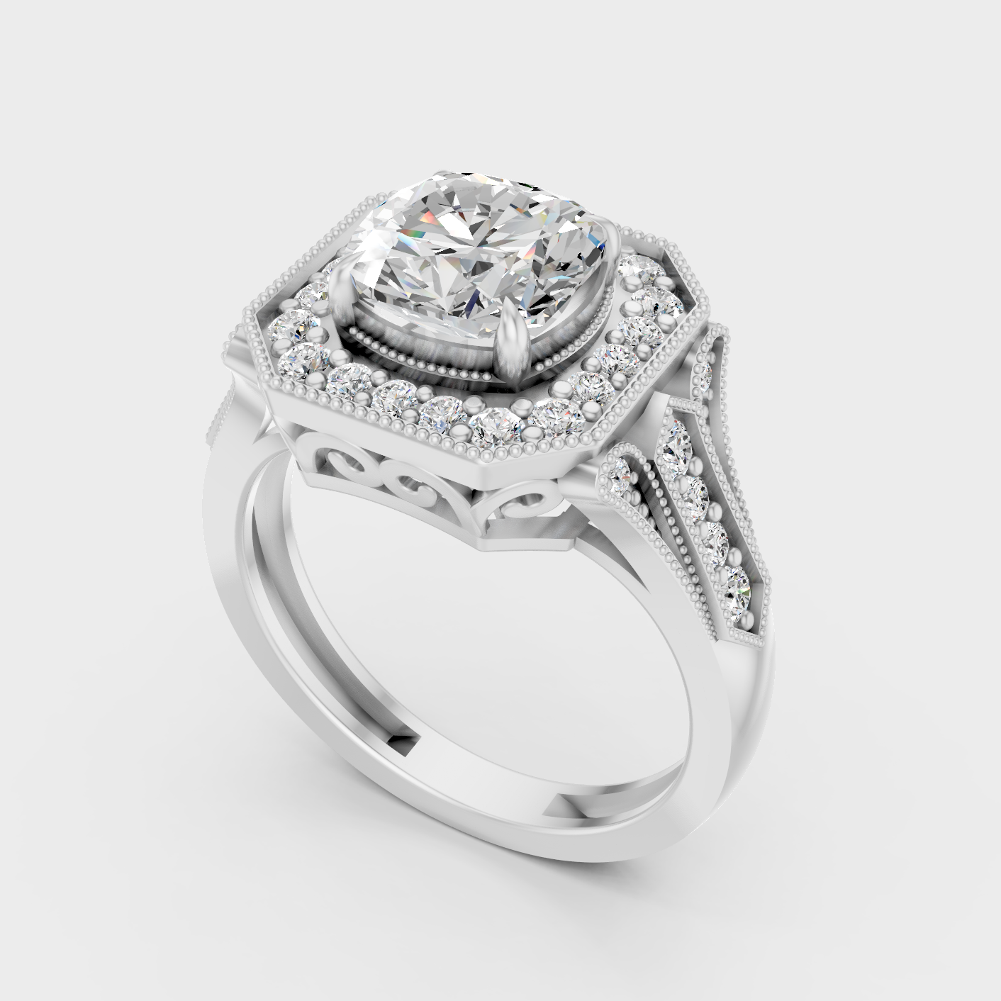 Platinum Fine Jewelry Cushion Halo Diamond Ring