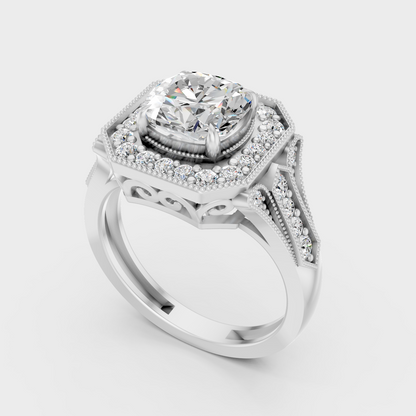 Platinum Fine Jewelry Cushion Halo Diamond Ring