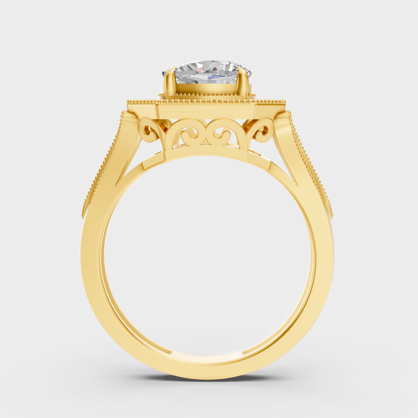 Yellow Gold Cushion Halo Ring For Proposal And Anniversary