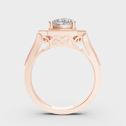 Rose Gold Cushion Halo Ring With Ethical Lab Diamonds