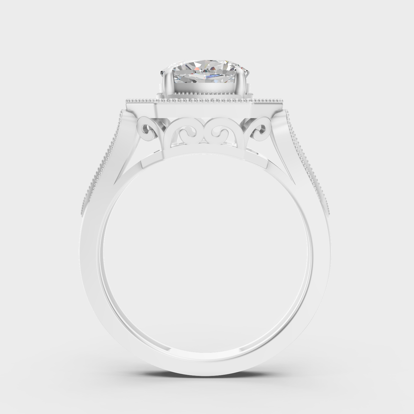White Gold Cushion Diamond Halo Ring For Women Elegant Jewelry