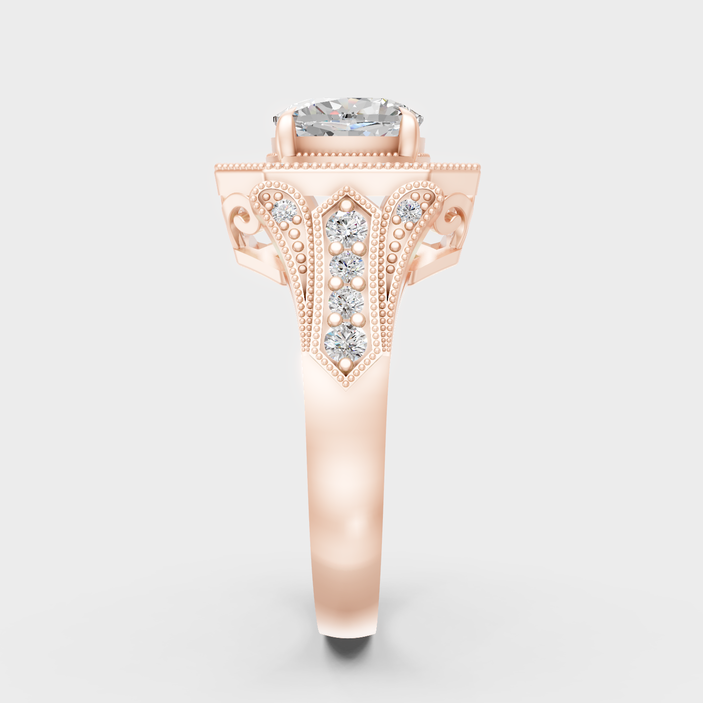 Rose Gold Cushion Halo Ring With Ethical Lab Diamonds