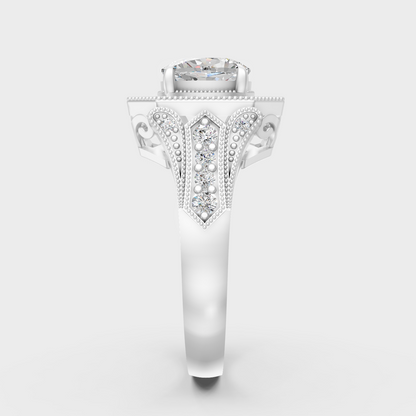 Premium Platinum Cushion Diamond Halo Ring Luxury Design