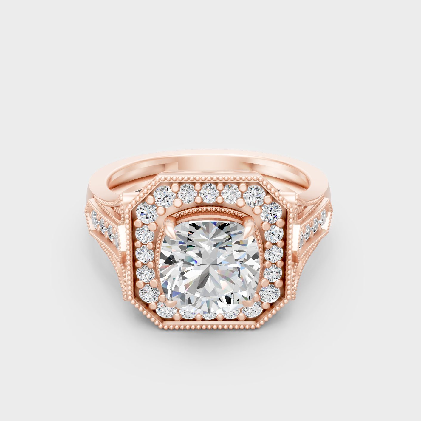Contemporary Cushion Lab Diamond Halo Ring In Rose Gold
