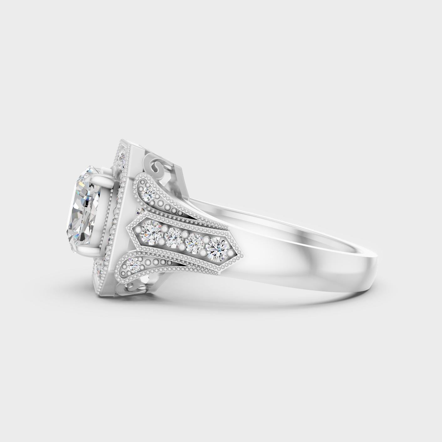 White Gold Certified Cushion Diamond Halo Ring Fine Jewelry