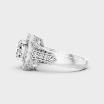 White Gold Certified Cushion Diamond Halo Ring Fine Jewelry