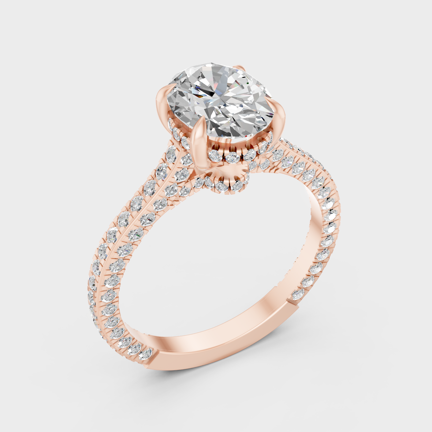 Ethical Lab Grown Oval Halo Ring In Rose Gold