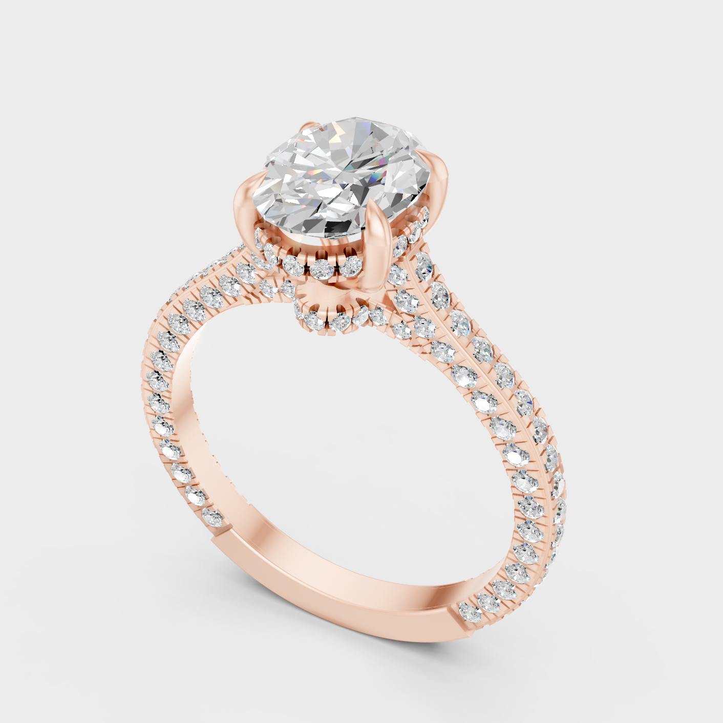 Rose Gold Oval Lab Grown Diamond Halo Ring Elegant Womens Jewelry