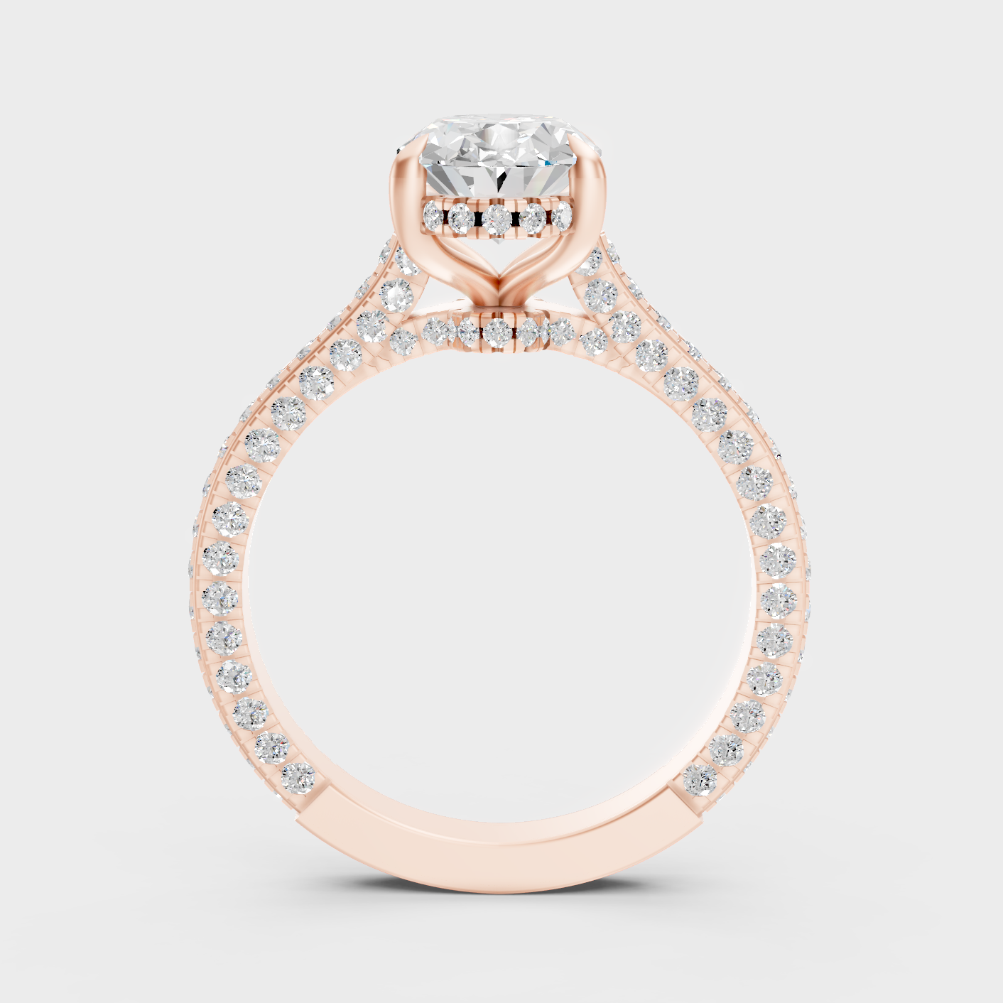 Rose Gold Luxury Oval Diamond Halo Jewelry