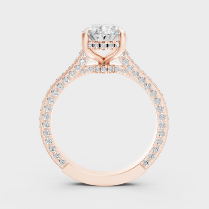 Rose Gold Luxury Oval Diamond Halo Jewelry