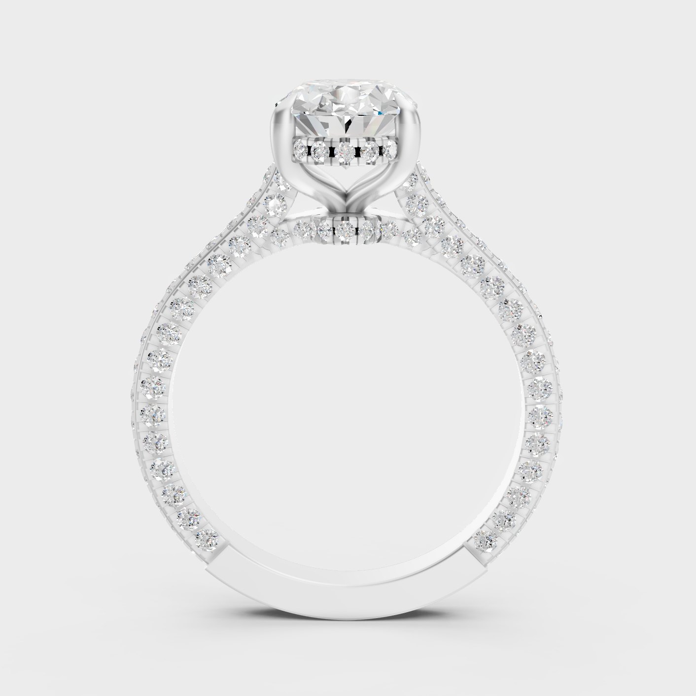 White Gold Oval Diamond Proposal Ring With Side Stones