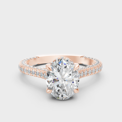 Contemporary Oval Lab Diamond Halo Ring In Rose Gold
