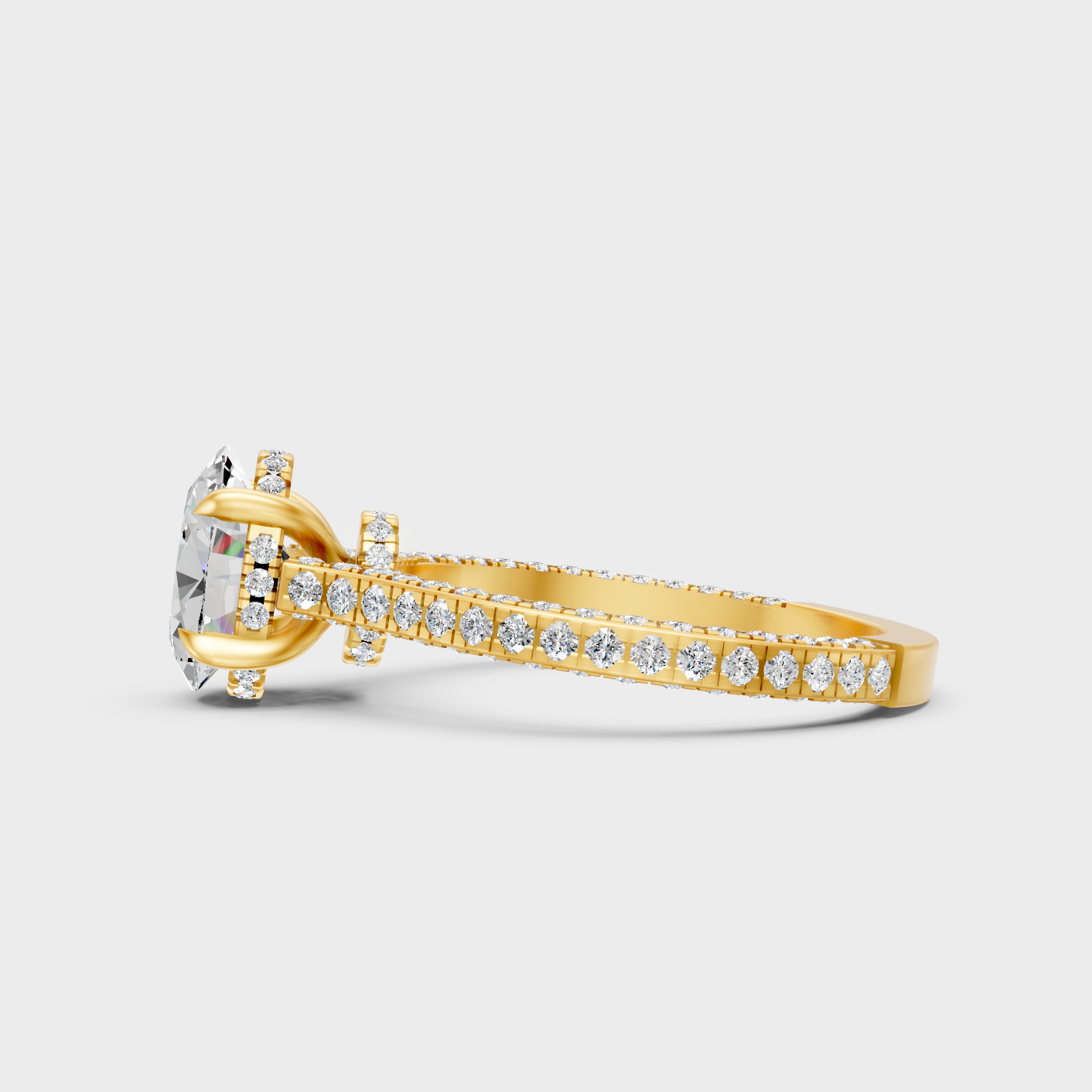 Yellow Gold Oval Anniversary Halo Ring For Her