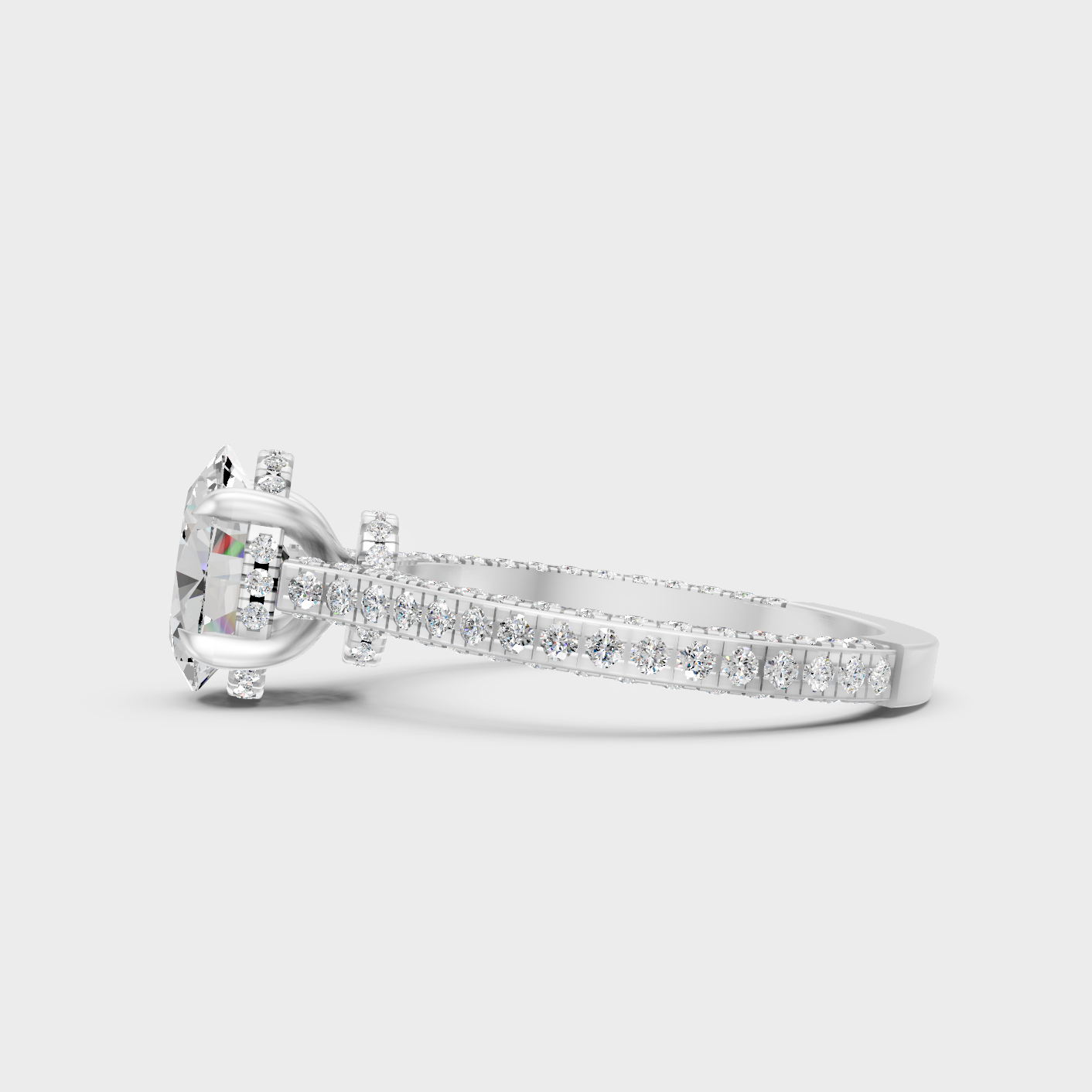 Premium Platinum Oval Diamond Halo Ring For Timeless Sophistication