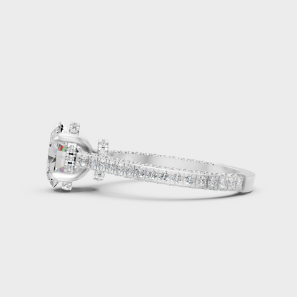 Premium Platinum Oval Diamond Halo Ring For Timeless Sophistication