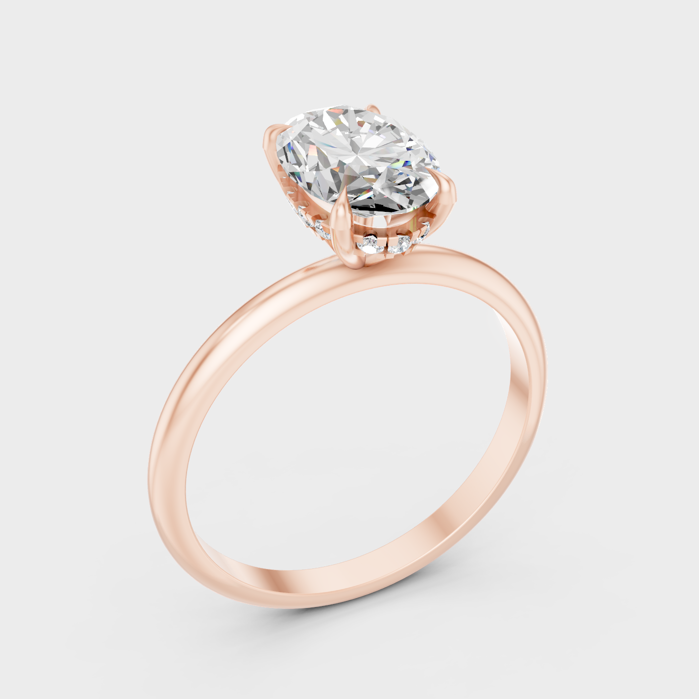 Ethical Lab Grown Hidden Halo Ring In Rose Gold