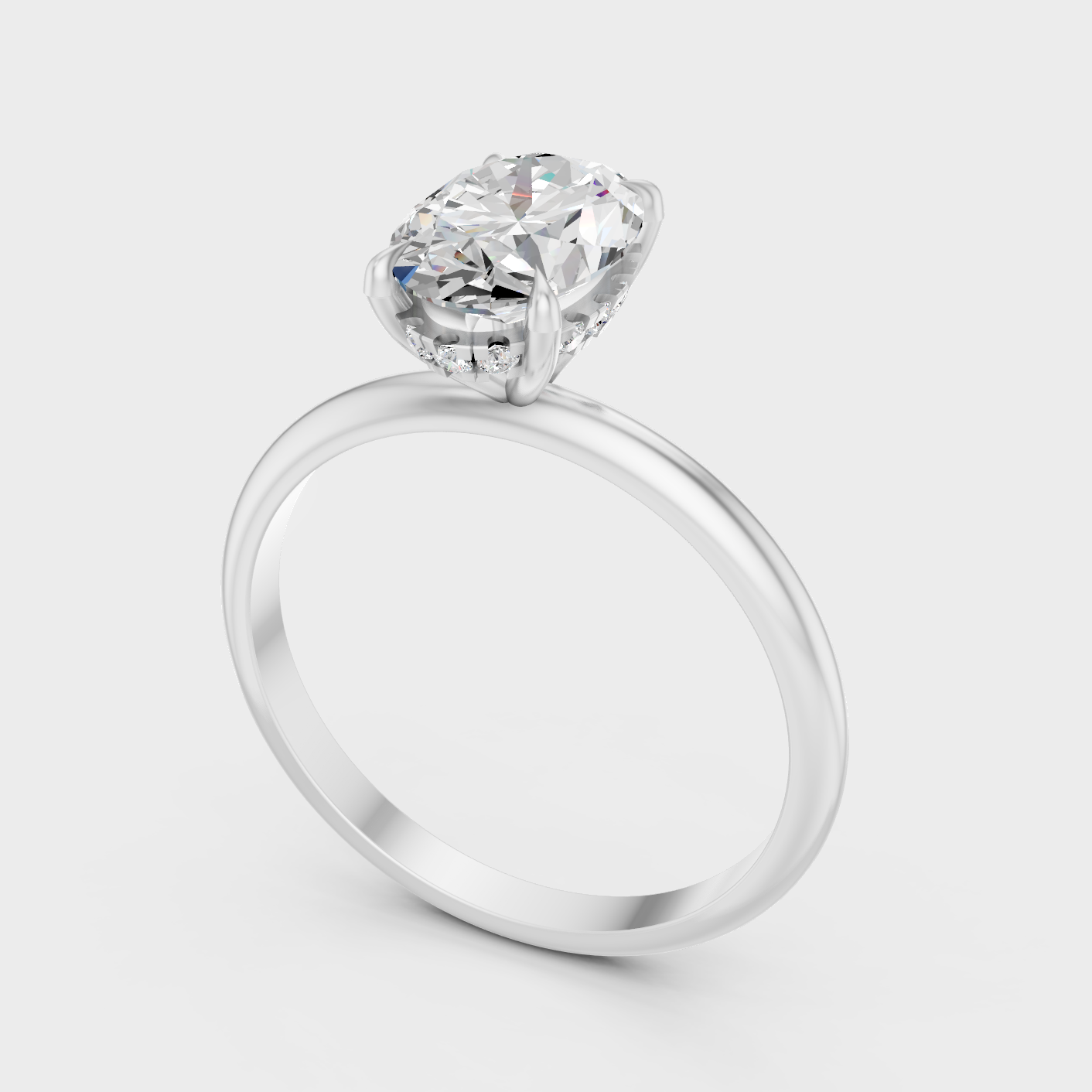 Platinum Hidden Halo Engagement Ring With Brilliant Accent Diamonds