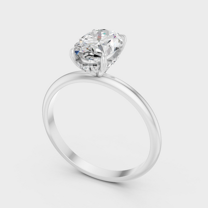Platinum Hidden Halo Engagement Ring With Brilliant Accent Diamonds