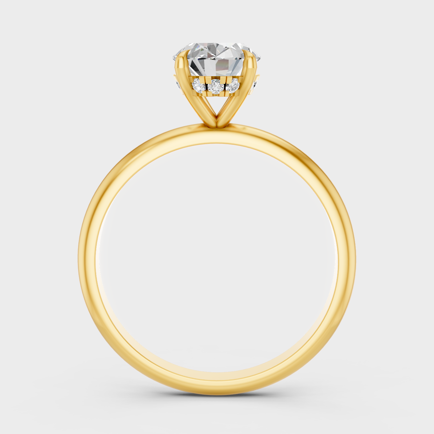 Oval Hidden Halo Ring In Yellow Gold Modern Luxury Jewelry