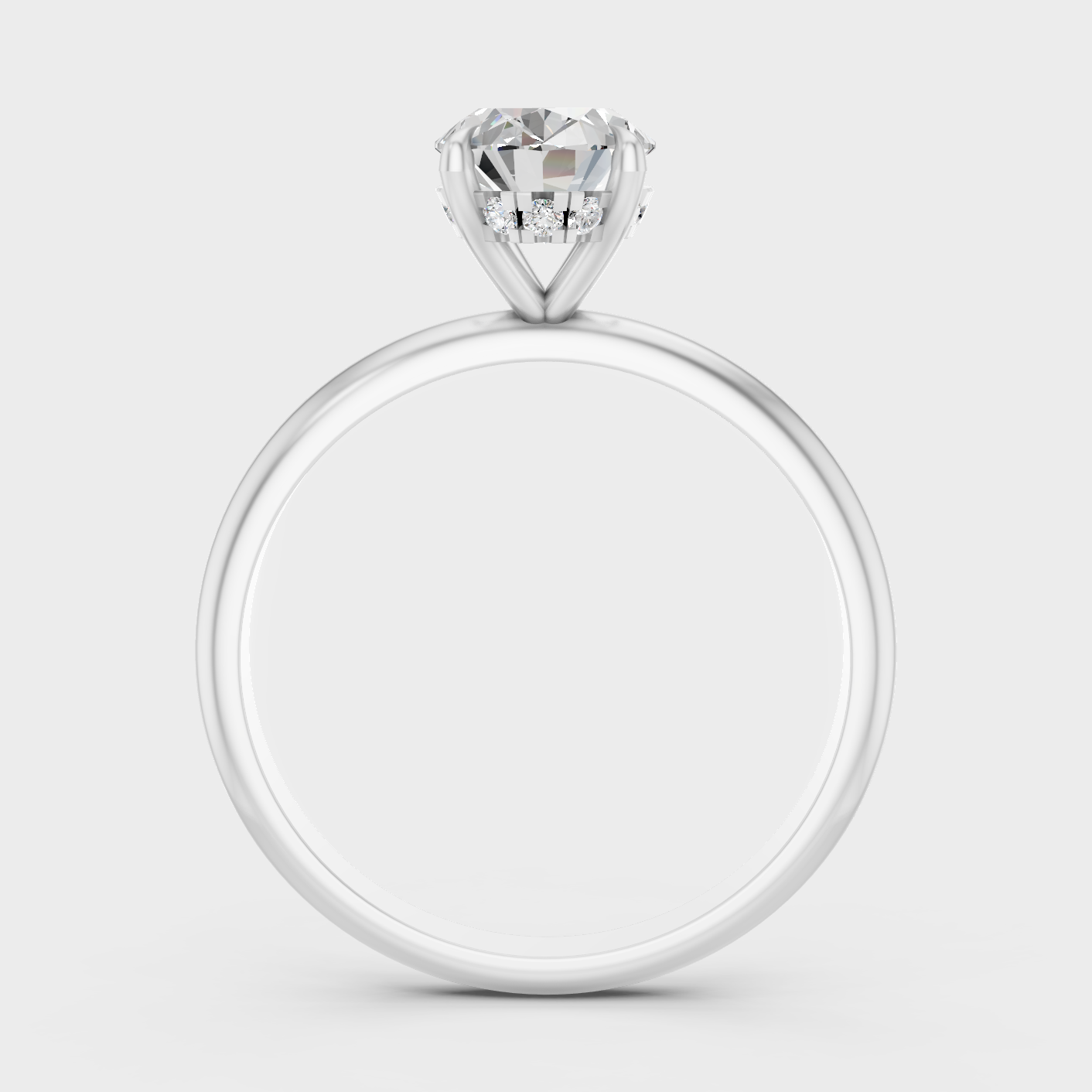White Gold Oval Diamond Proposal Ring With Hidden Halo Design