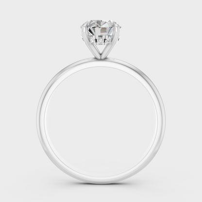 White Gold Oval Diamond Proposal Ring With Hidden Halo Design