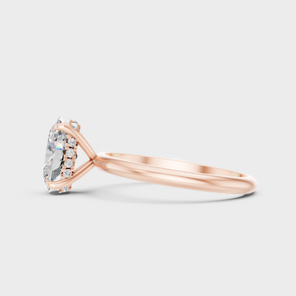 Oval Cut Lab Diamond Hidden Halo Ring In Rose Gold Luxury Style