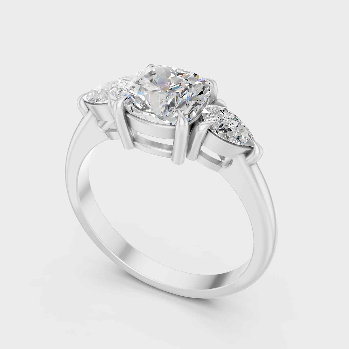 Platinum Three Stone Engagement Ring With Brilliant Sparkle