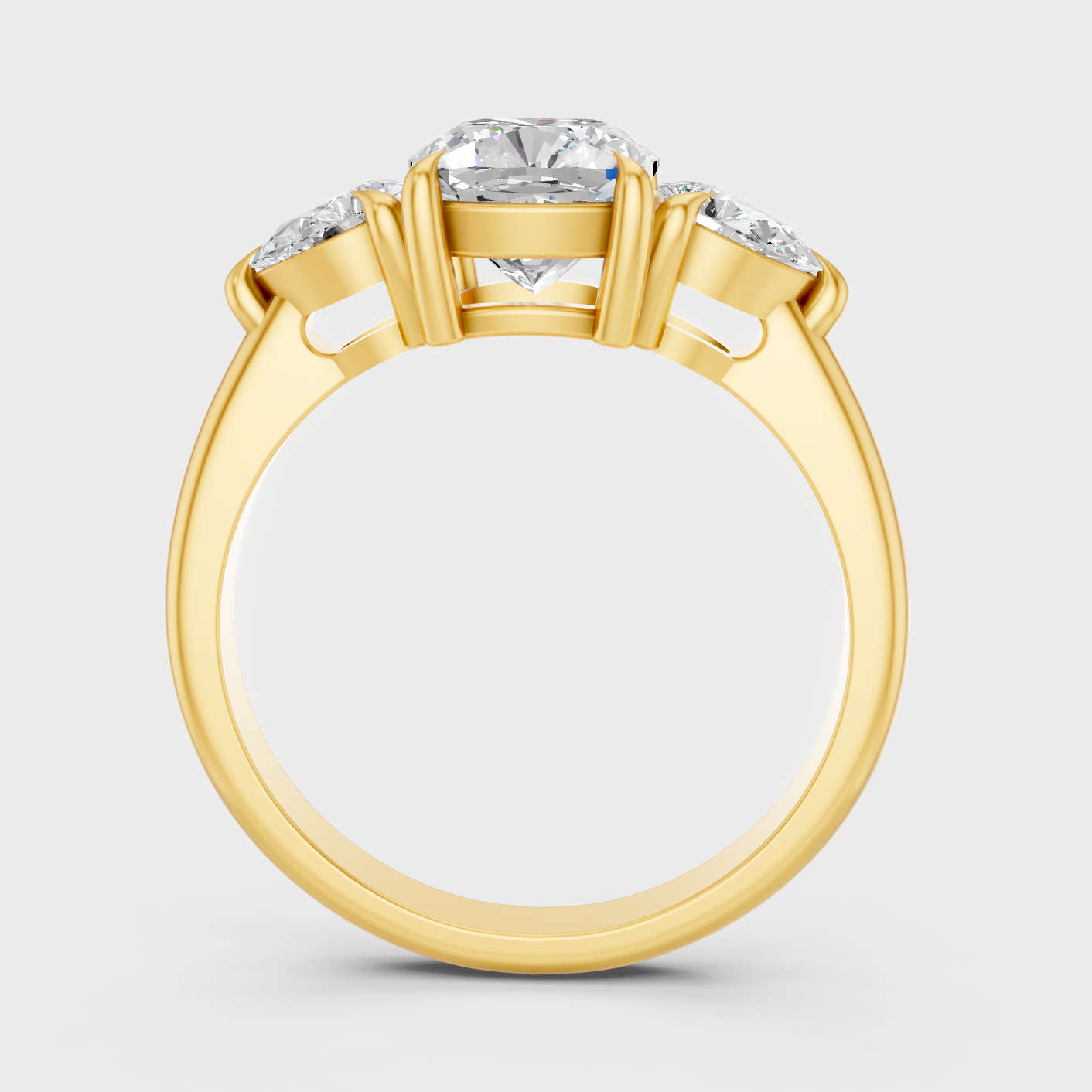 Cushion Three Stone Ring In Yellow Gold Luxury Jewelry