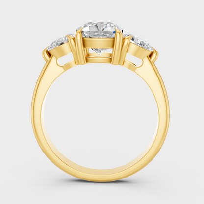 Cushion Three Stone Ring In Yellow Gold Luxury Jewelry