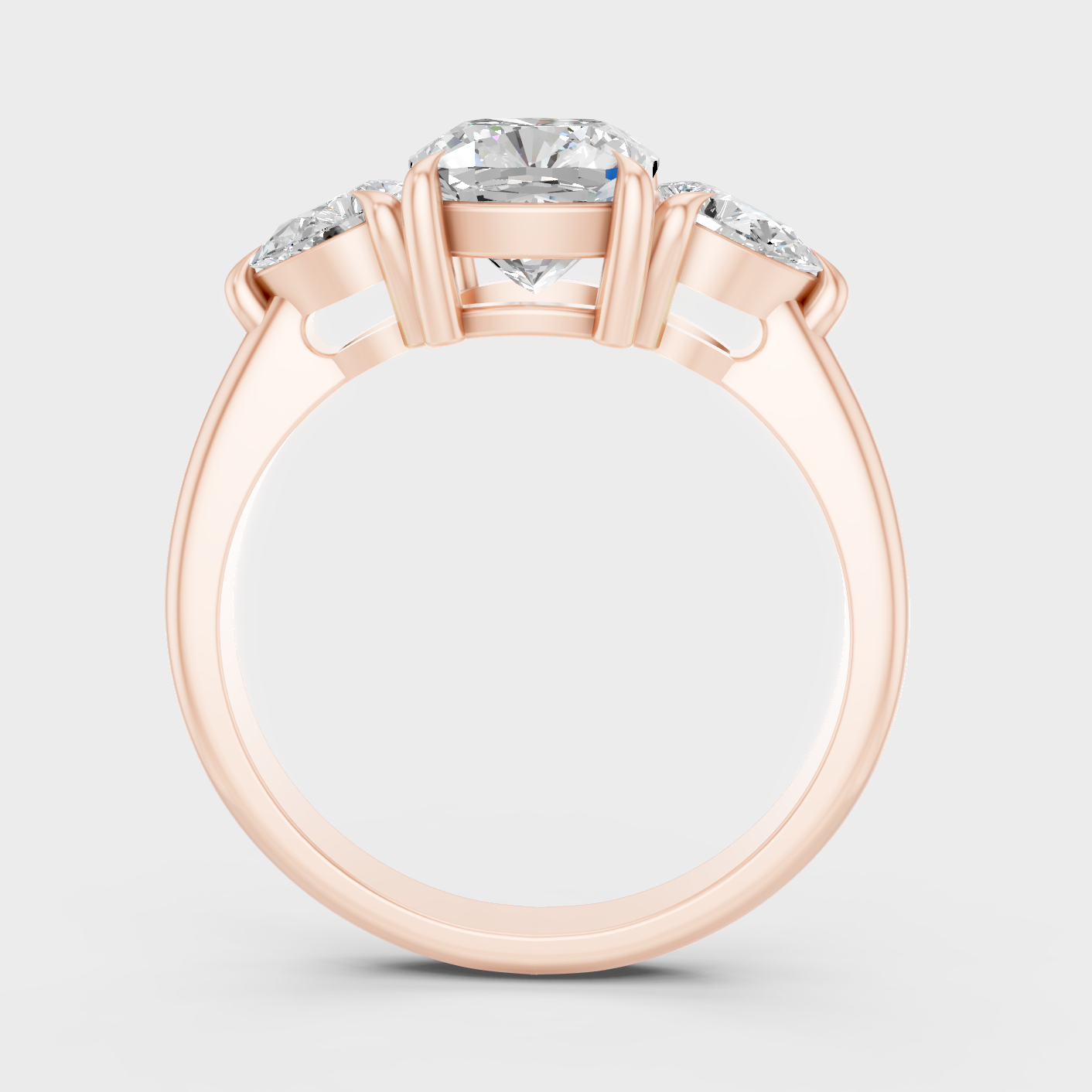 Rose Gold Luxury Cushion Diamond Three Stone Jewelry