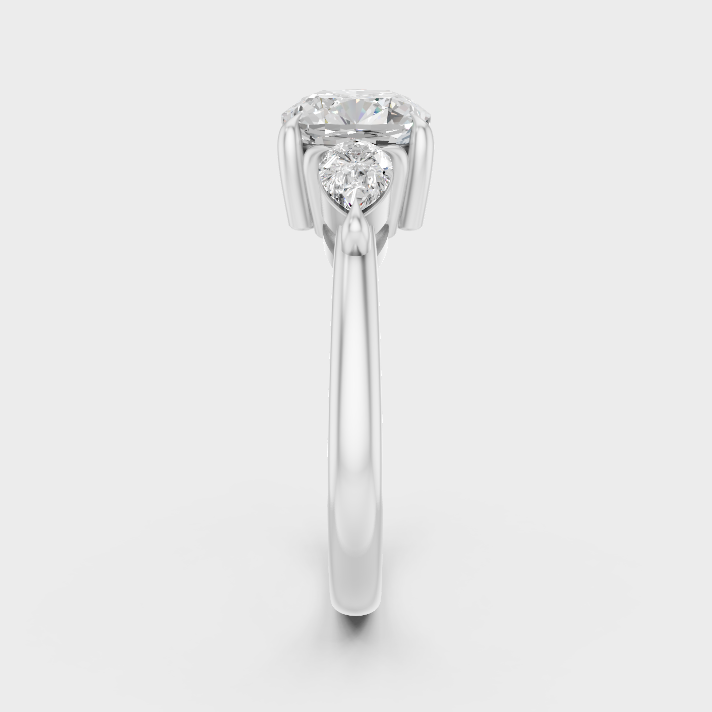 Premium Platinum Cushion Diamond Three Stone Ring Elegant Design