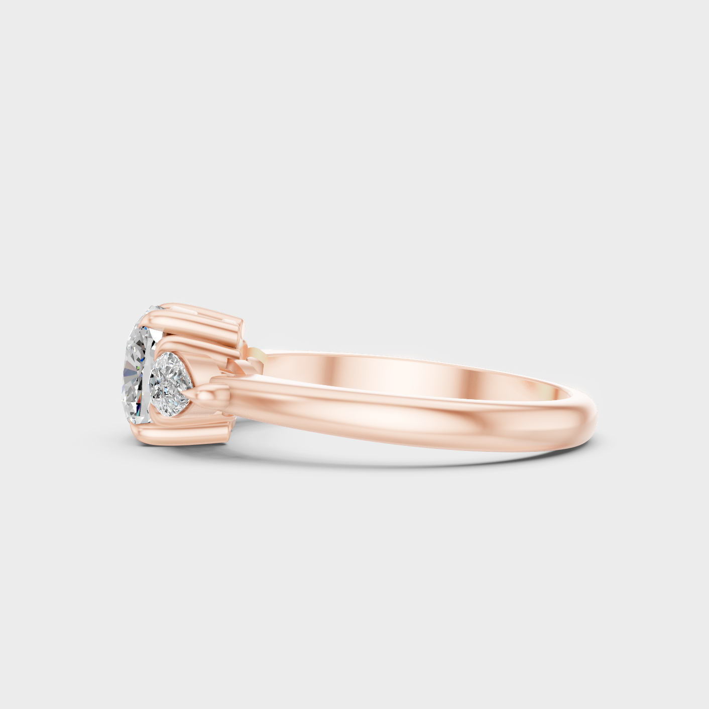 Cushion Cut Lab Diamond Three Stone Ring In Rose Gold Luxury Style